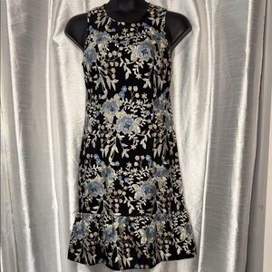 White House Black Market Women’s Sleeveless Embroidered Lacy Flounce Midi Dress